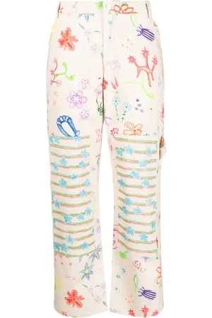 Collina Strada Sketch-print wide-leg trousers