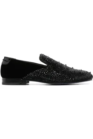 Philipp Plein Rhinestone-embellished velvet loafers