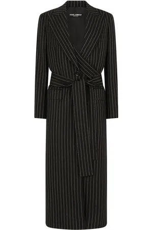 Dolce & Gabbana Pinstriped belted coat