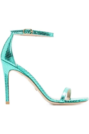 Stuart Weitzman 100mm snakeskin-effect stiletto sandals
