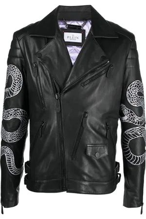 Philipp Plein Snake-print biker jacket