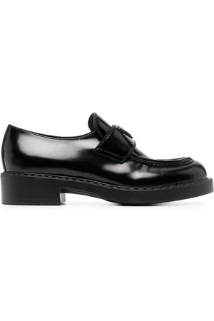 Prada Chocolate logo plaque 40mm loafers
