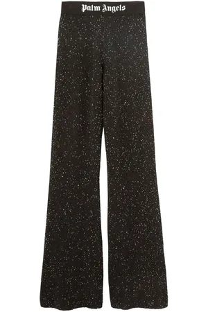 Palm Angels Logo-print knitted flared trousers