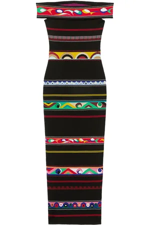 Puccini Striped open-shoulder dress