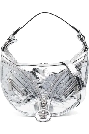 VERSACE Small Repeat metallic-effect shoulder bag