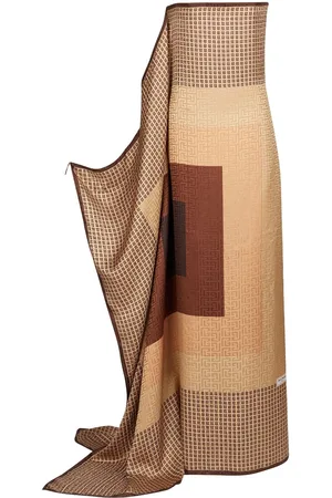 Balmain Monogram-print strapless silk maxi dress