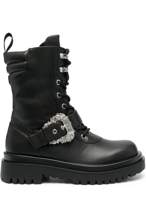 VERSACE Drew baroque-buckle combat boots