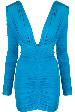 ALEX PERRY Ruched plunge minidress