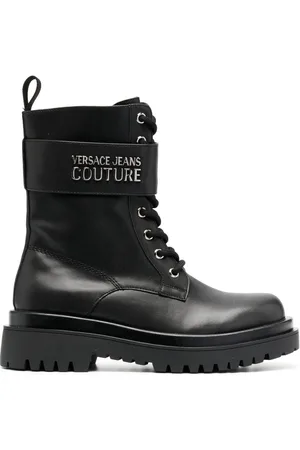 VERSACE Logo-plaque lace-up boots