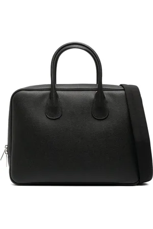 VALEXTRA Grained-texture leather laptop bag