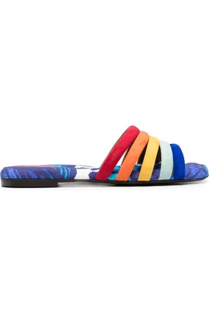 La DoubleJ Tones cotton-chevron slides
