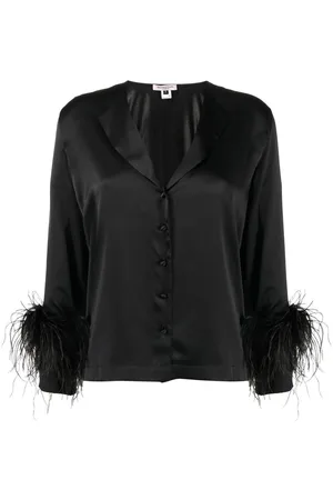 Gilda & Pearl Feather-trim silk pyjama set