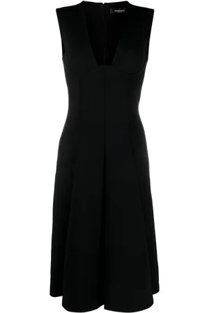 VERSACE Box-pleat sleeveless midi dress