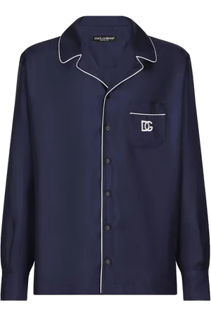Dolce & Gabbana DG Essentials logo-patch silk shirt