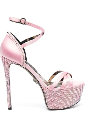 Philipp Plein Embellished satin platform sandals