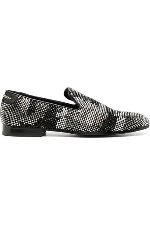 Philipp Plein Embellished camouflage moccasin loafers