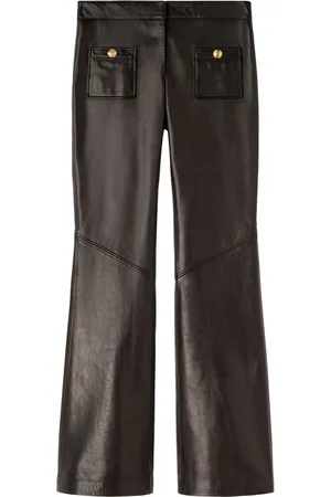 Palm Angels Mid-rise leather flared trousers