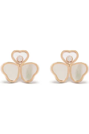 Chopard 18kt rose gold Happy Hearts Wings diamond and mother-of-pearl stud earrings