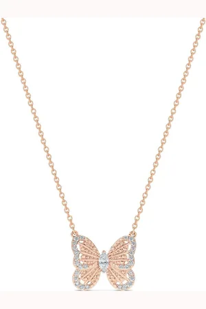 De Beers 18kt rose gold Portraits of Nature Butterfly diamond pendant necklace