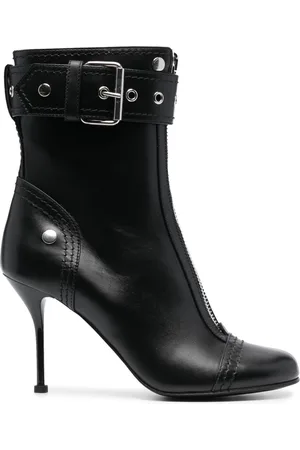 Alexander McQueen Buckle-detail 90mm leather boots