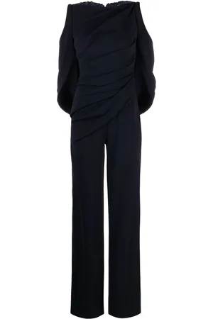 TALBOT RUNHOF Cold-shoulder lace-panel jumpsuit