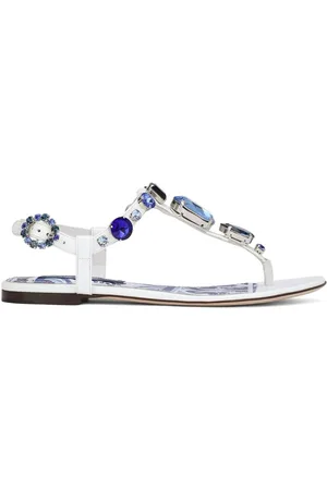 Dolce & Gabbana Bejewelled patent leather thong sandals