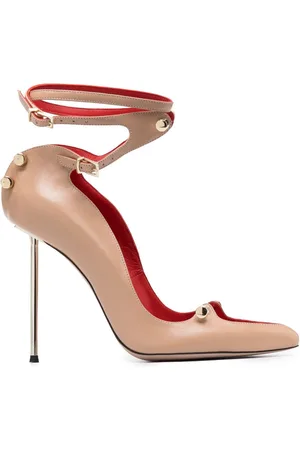 HARDOT 120mm ankle-strap leather pumps