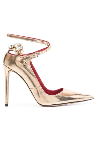 HARDOT 115mm metallic ankle-strap pumps
