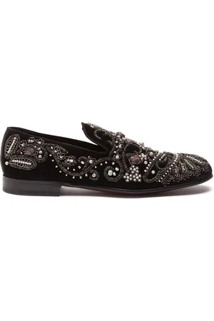 Dolce & Gabbana Embroidered velvet slippers