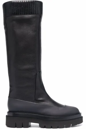 santoni Ribbed leather knee-high boots
