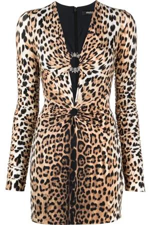 Roberto Cavalli Leopard print V-neck minidress