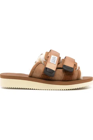 SUICOKE Moto shearling-trim slides