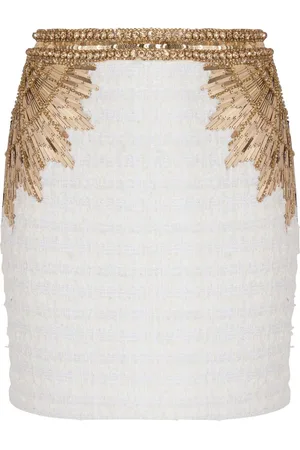 Balmain Sequin-embellished tweed skirt