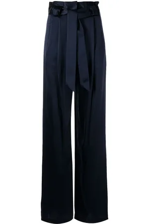 Michelle Mason High-waisted pleated silk trousers