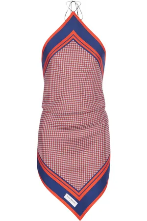 Balmain Monogram-print silk halterneck top
