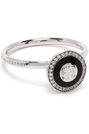 SELIM MOUZANNAR 18kt white gold Mina diamond enamel ring