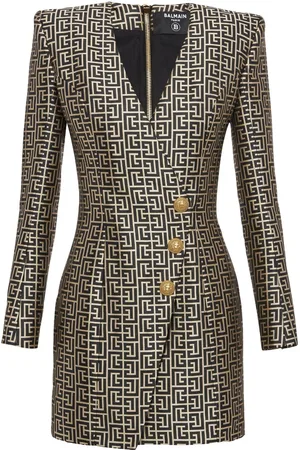 Balmain Monogram-print blazer minidress