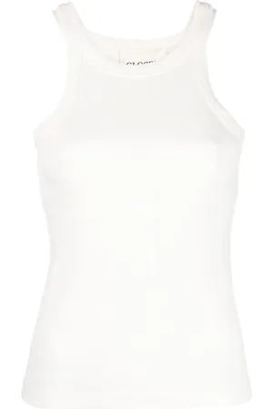 Closed Rib-knit racer tank top