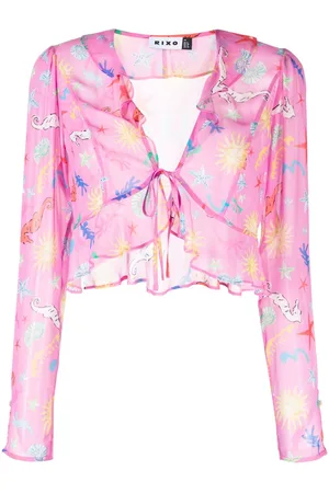 RIXO London Neelu V-neck ruffled printed top