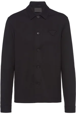 Prada Triangle-logo wool-blend shirt