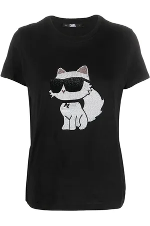 Karl Lagerfeld Ikon Choupette rhinestone-embellished T-shirt