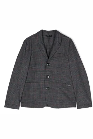 Emporio Armani Check-plaid single-breasted blazer