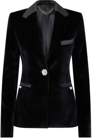 Paco rabanne Crystal-button velour single-breasted blazer