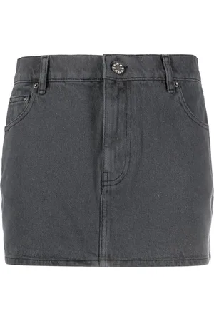 ROTATE Logo-patch denim skirt