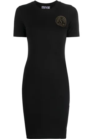 VERSACE V-Emblem print T-shirt dress