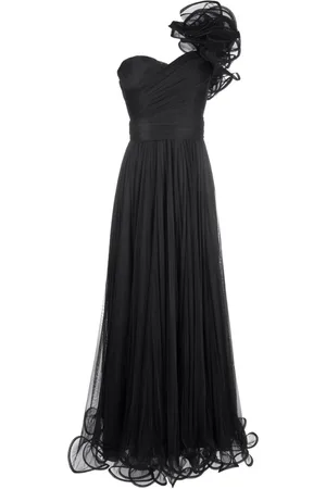 Ana Radu Floral-appliqué pleated gown