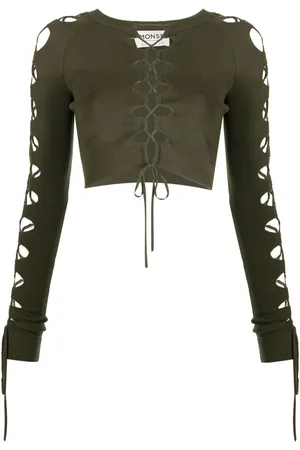 MONSE Lace-up detail cropped jumper