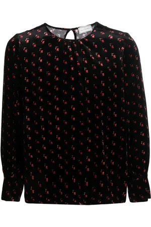 PIERRE-LOUIS MASCIA Velour graphic-print blouse