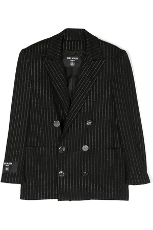 Balmain Logo-patch stripe-print blazer