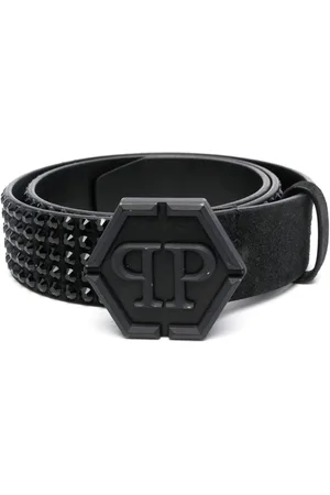 Philipp Plein Embossed-logo buckle belt
